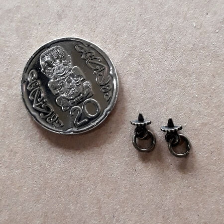 Pair antique copper ring pulls - 12th scale