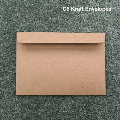 100 x Kraft Envelopes. Size C6 (114mm x 162 mm)