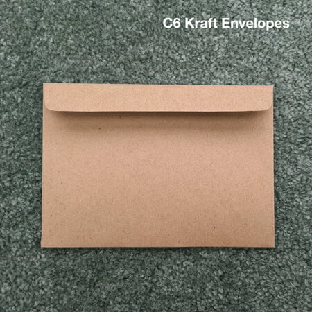 BOX of 500 Kraft Envelopes. Size C6 (114mm x 162 mm)