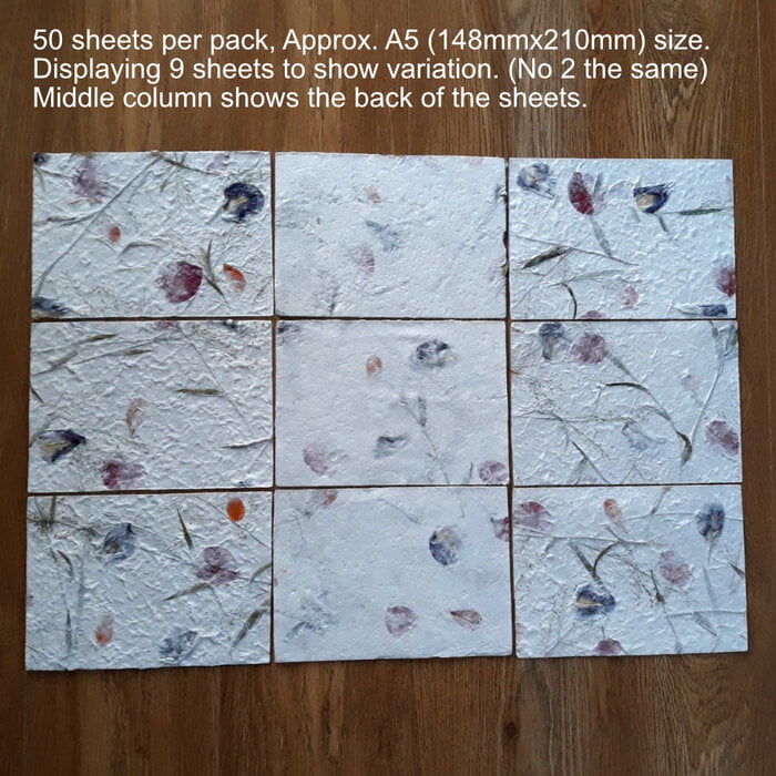 50 Sheet Pack - Flower Infused Mulberry Paper 50 Sheet Pack - Flower Infused Mulberry Paper