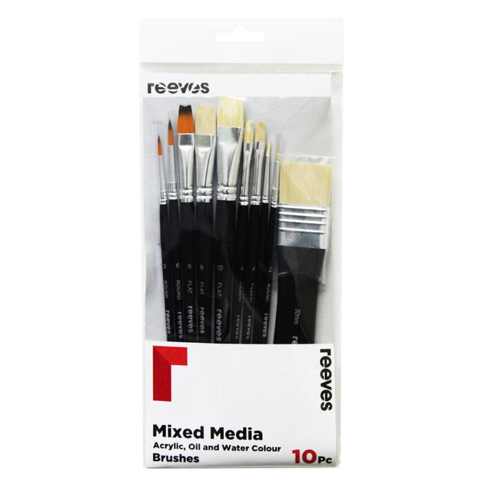 10 Pack Mixed media - Golden synthetic flat 2 pack